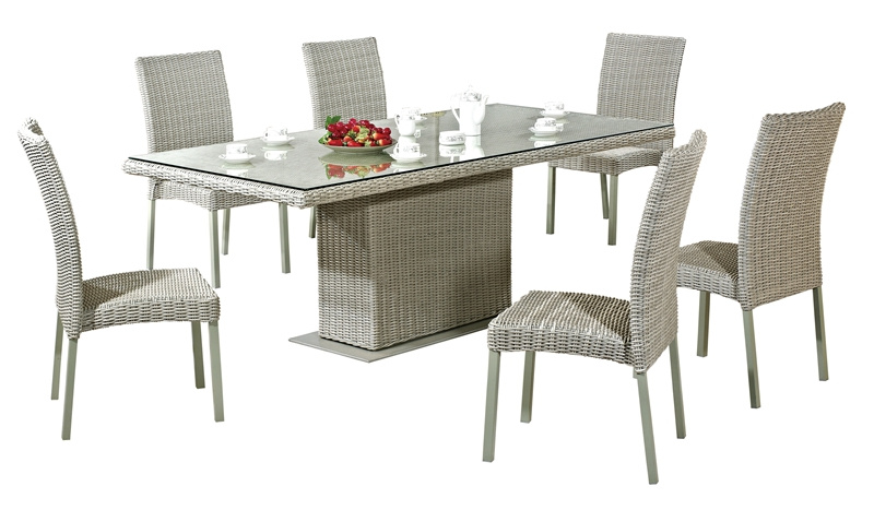 Outdoor Dining Table Set Rattan Chairs Garden Furniture