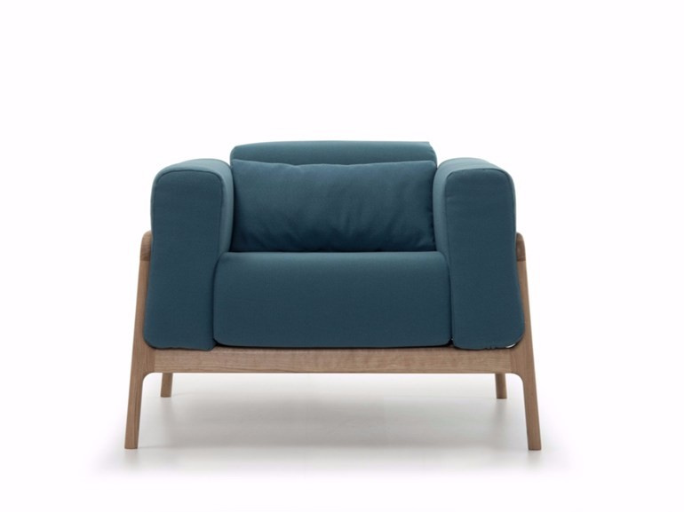 Simple Design Ash Solid Wooden Leg Fabric Leisure Sofa with One Seat