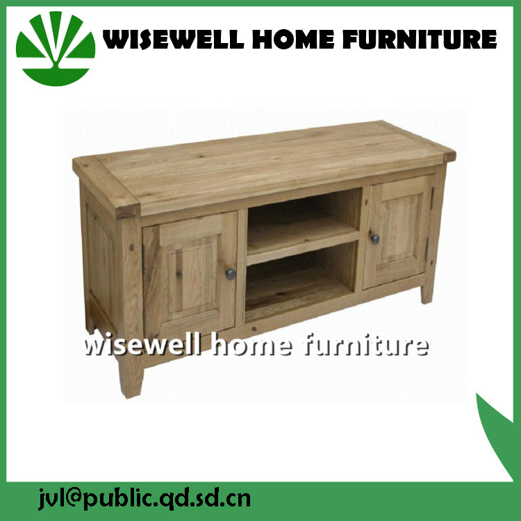 Solid Oak Two Door Wood TV Stand