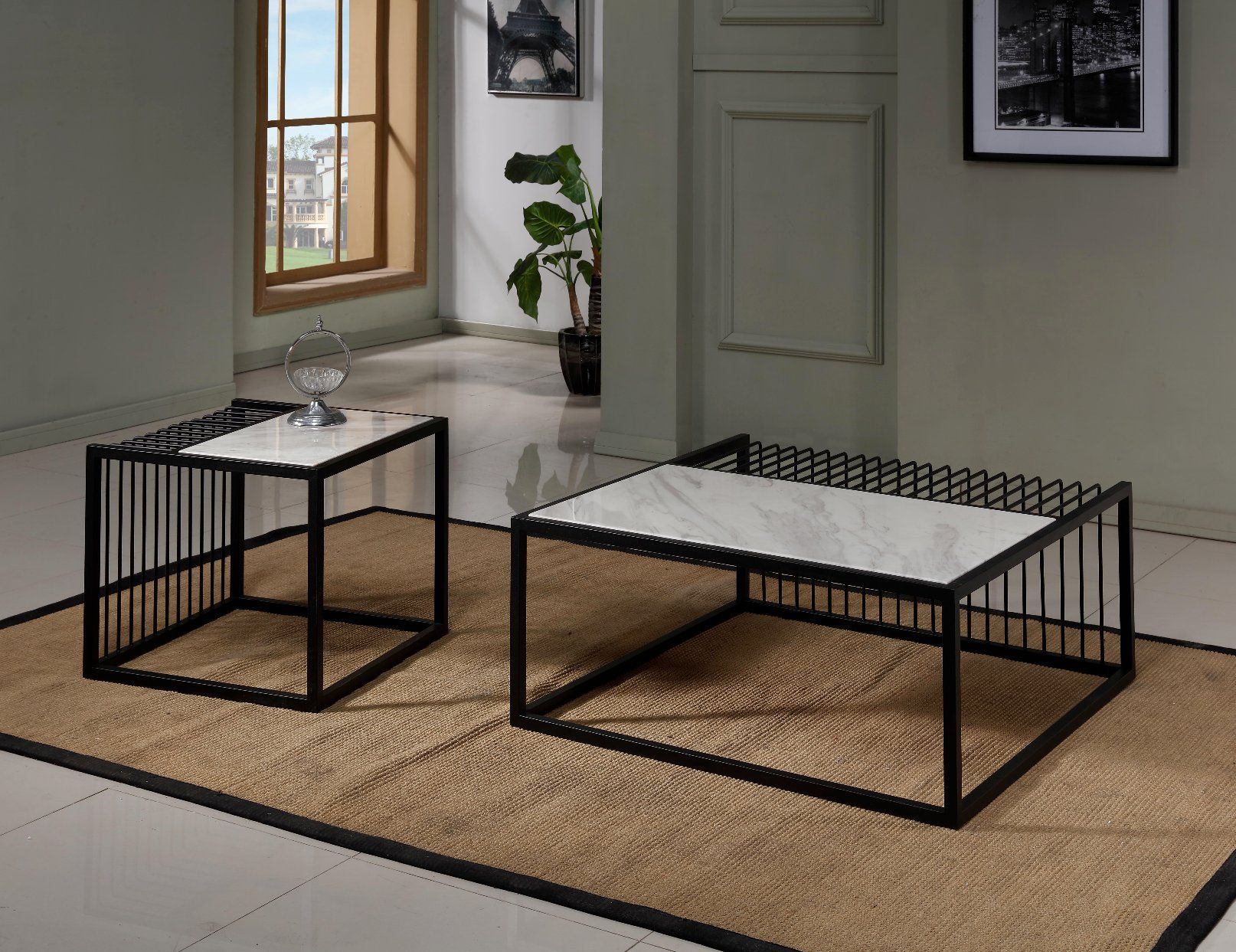 Morden Living Room Coffee Table with Nature Marble Top
