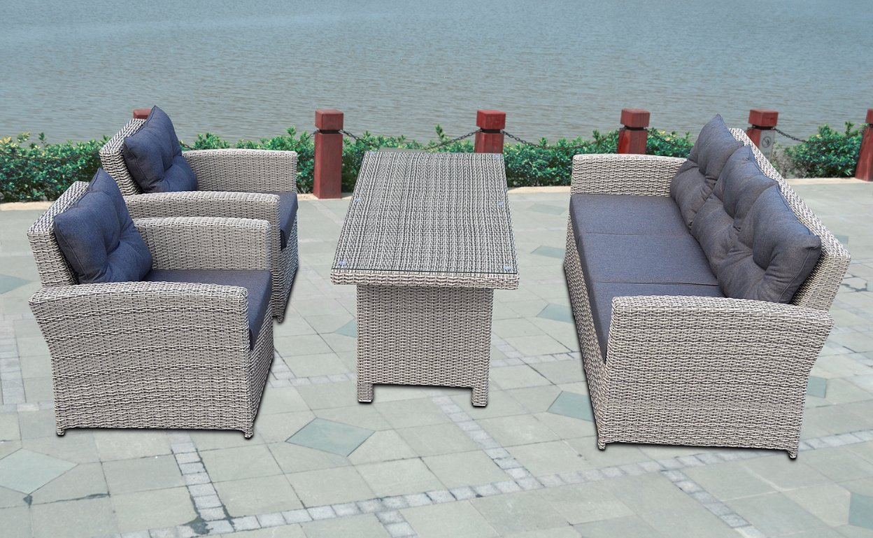 Garden Patio Rattan Outdoor Lounge Glass Home Office Hotel Restaurant Sofa (J726)