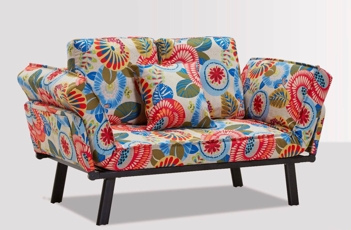 Elegant Fabric Sofa Bed with Thin Armrests
