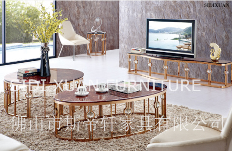 TV Stand Gold Plating Luxury Design Cabinet for Sale