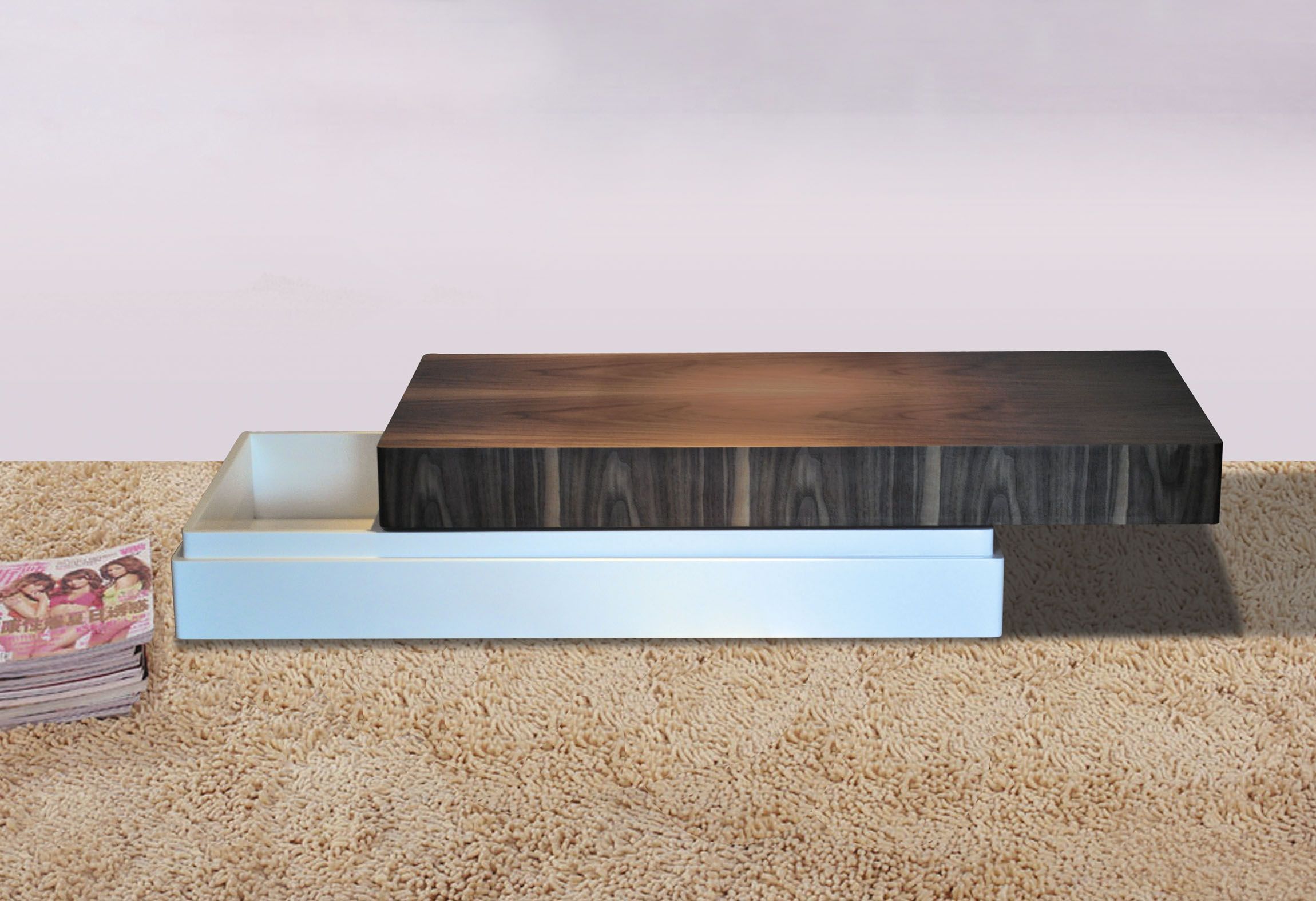 Folded Table Modern Style Coffee Table Veneer and MDF Home Furniture (CJ-M039F)