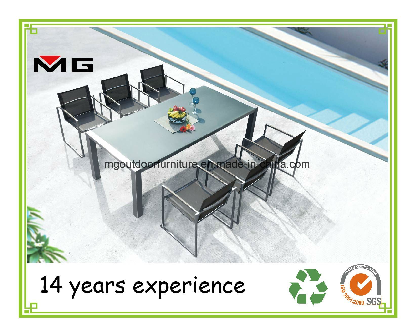 Stainless Steel Outdoor Dining Table with Glass Top