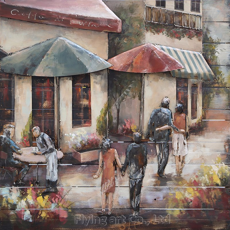 Handmade Wood Base Acrylic Metal Art Painting