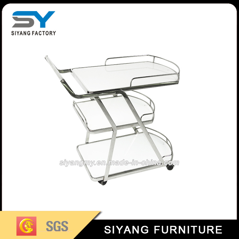 Chinese Furniture Stainless Steel Two Tier Dining Trolley