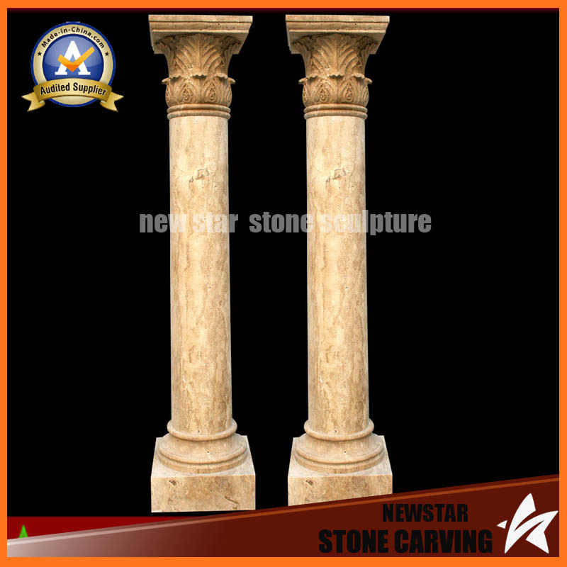 Beige Color Hand Carved Stone Carving Roman Column (NS-11C12)