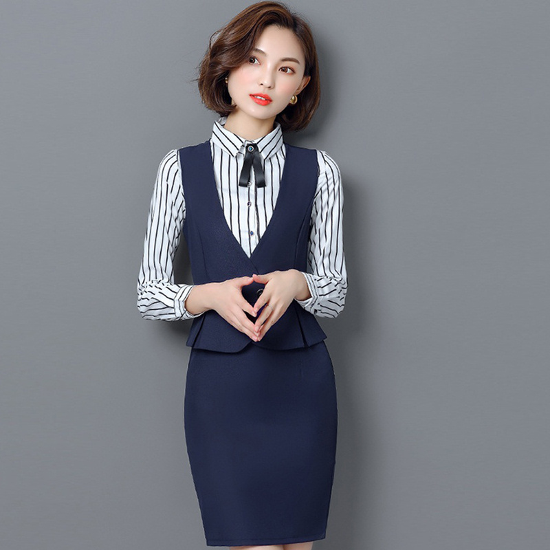 Ladies Bodycon Women A-Line Office Suit Dress with Flouncing Hemline
