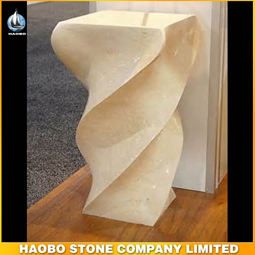 Natural Beige Marble Pedestal Sink