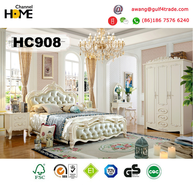 Hot-Sell Antique Furniture Wood Bedroom Set for Home (HC908)