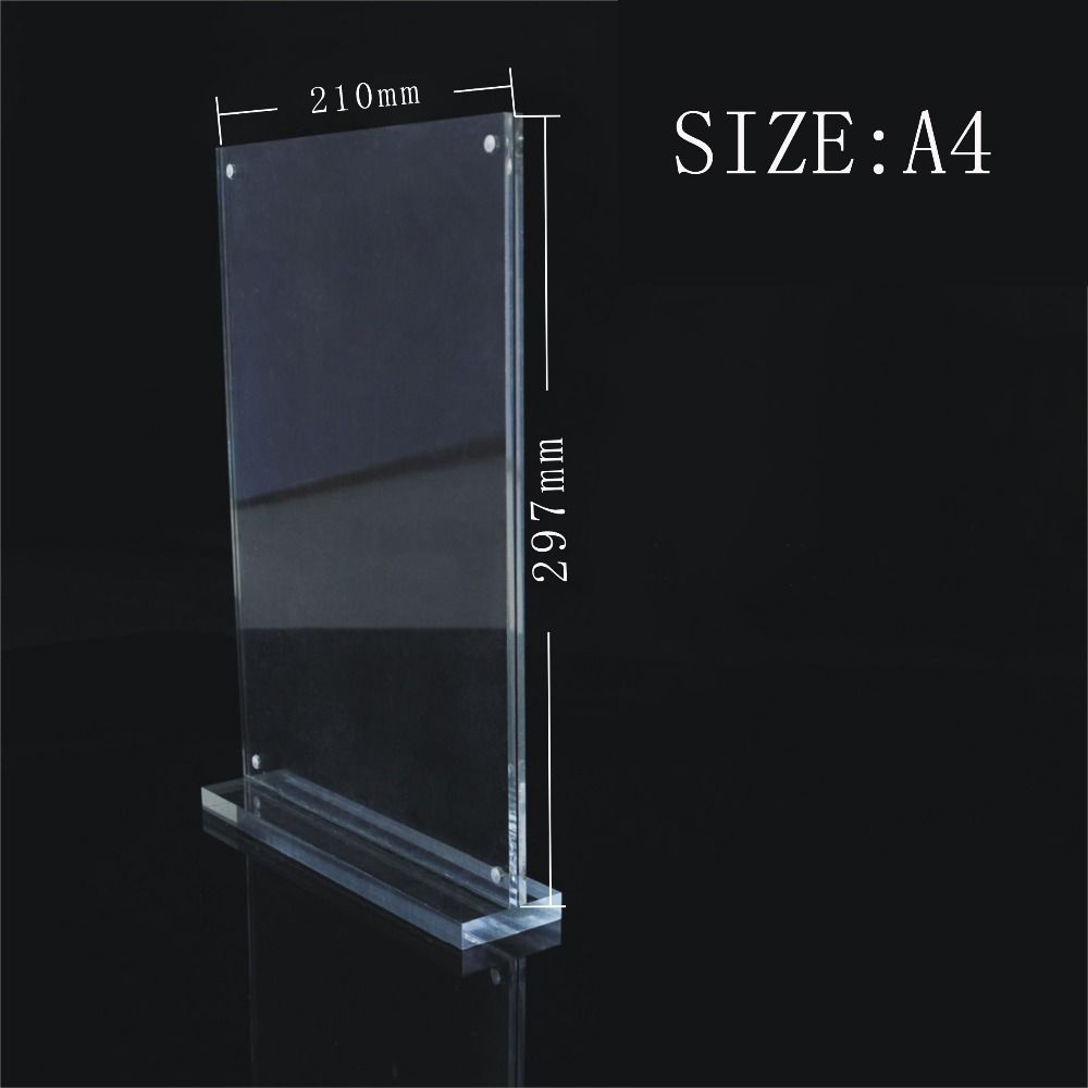 2017 Custom Acrylic T Shape Sign Holder Clear Menu Holder