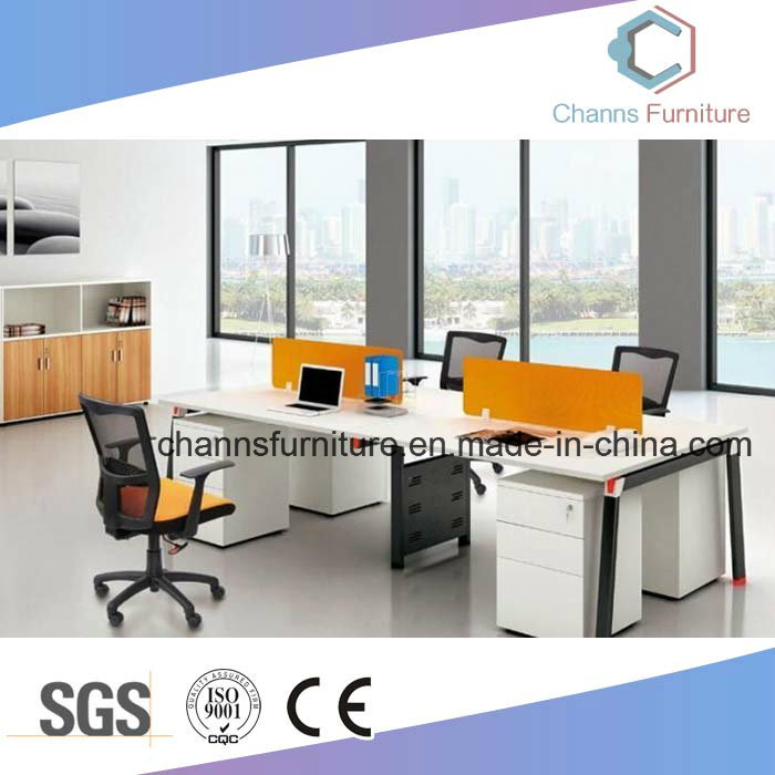 Orange Double Partition Office Table Wooden Computer Desk