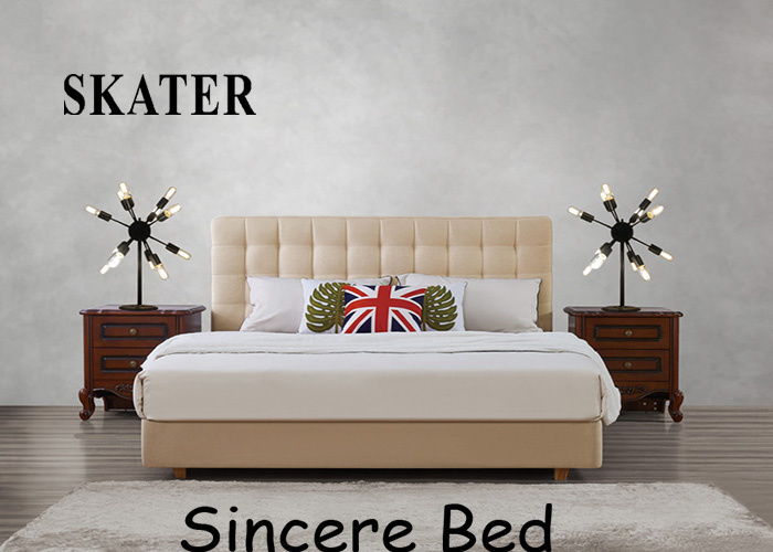 A17 American Style Bedroom Fabric Bed Leather Bed