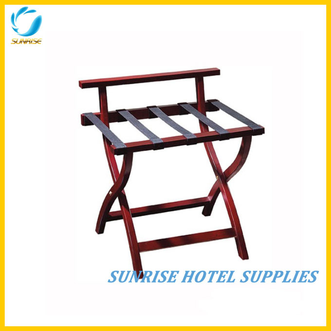 Hotel Bedroom Wood Luggage Rack with Back Bar
