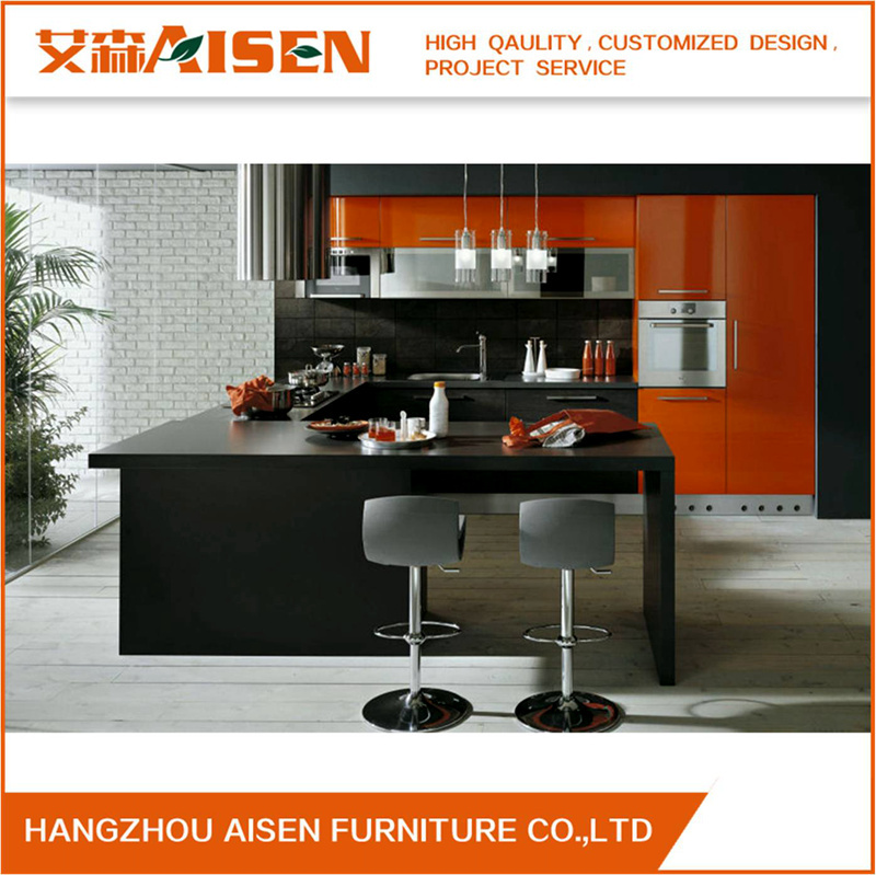 2018 Island Style Modern High Gloss Lacquer Kitchen Cabinet Furniture