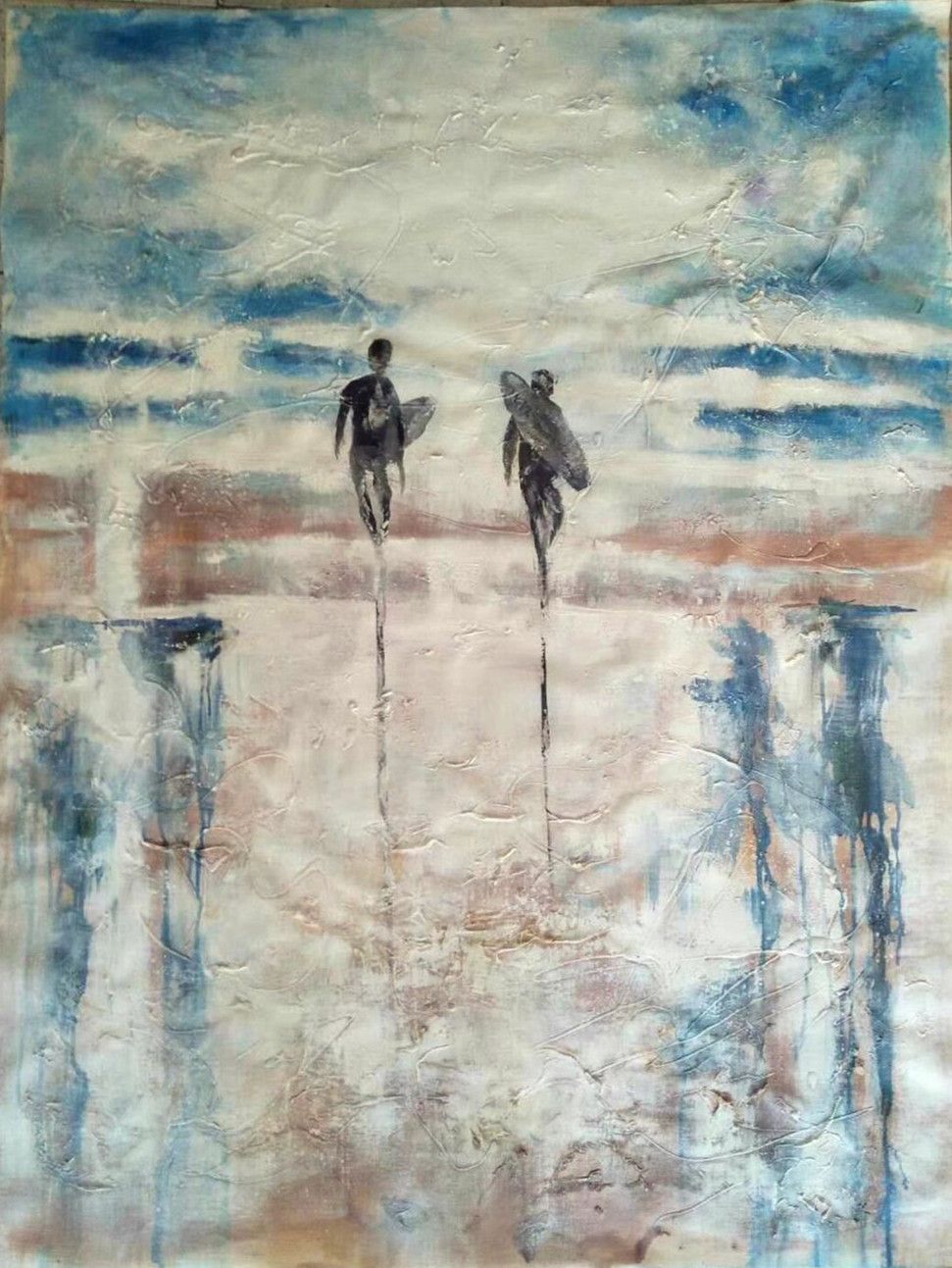 White Background Handmade Figure Oil Paintings on Canvas for Wall Decoration