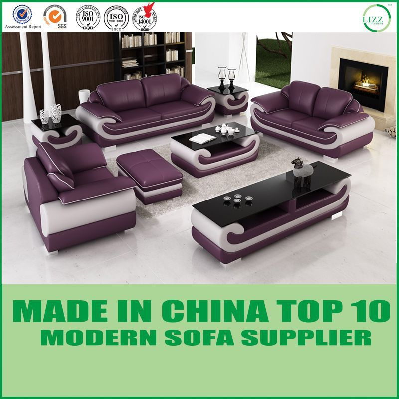 Living Room Furniture Wooden Sectional Genuine Leather Sofa