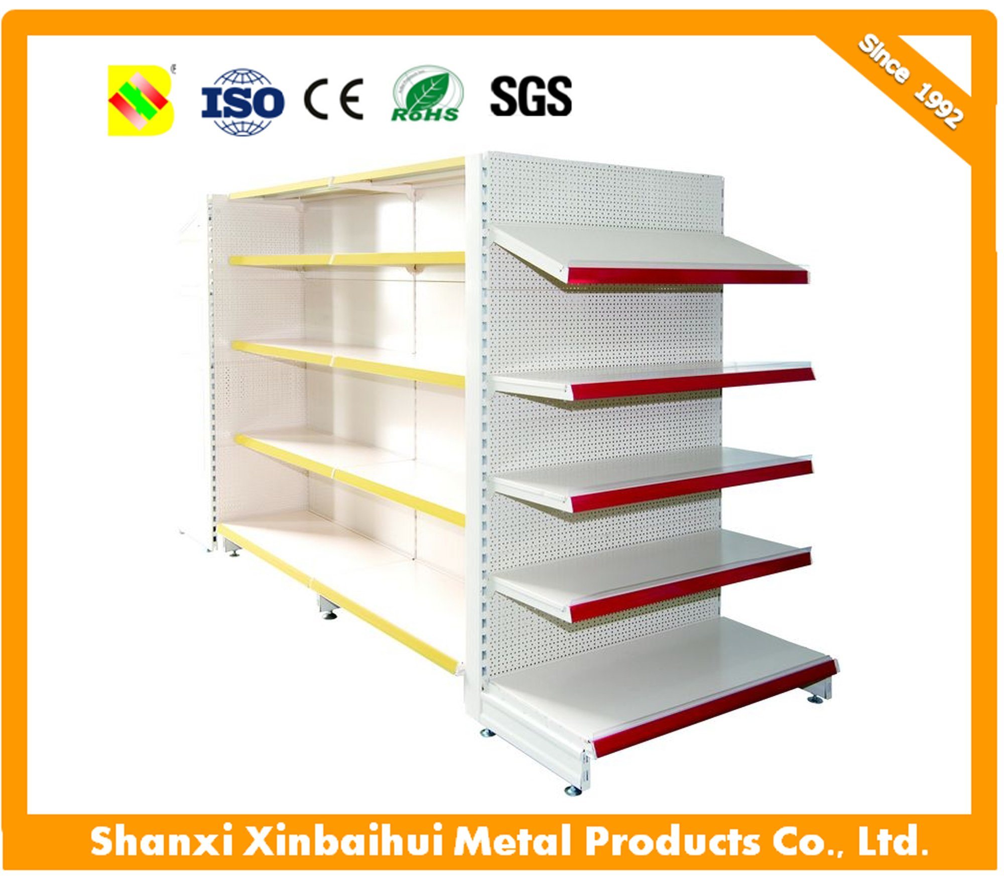 Single Sides Slat Backboard Metal Shelving/Slatwall Gondola Supermarket Rack