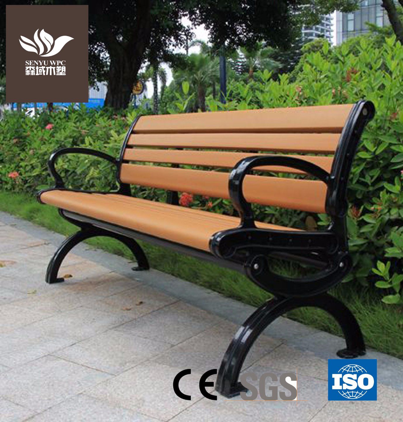 Outdoor WPC Garden Bench with Solid Flooring