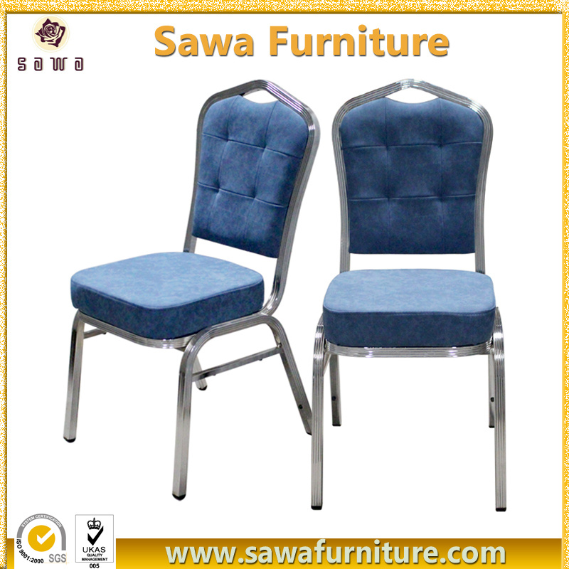 Hotel &Restaurant Blue Gold Steel Stacking Banquet Chair