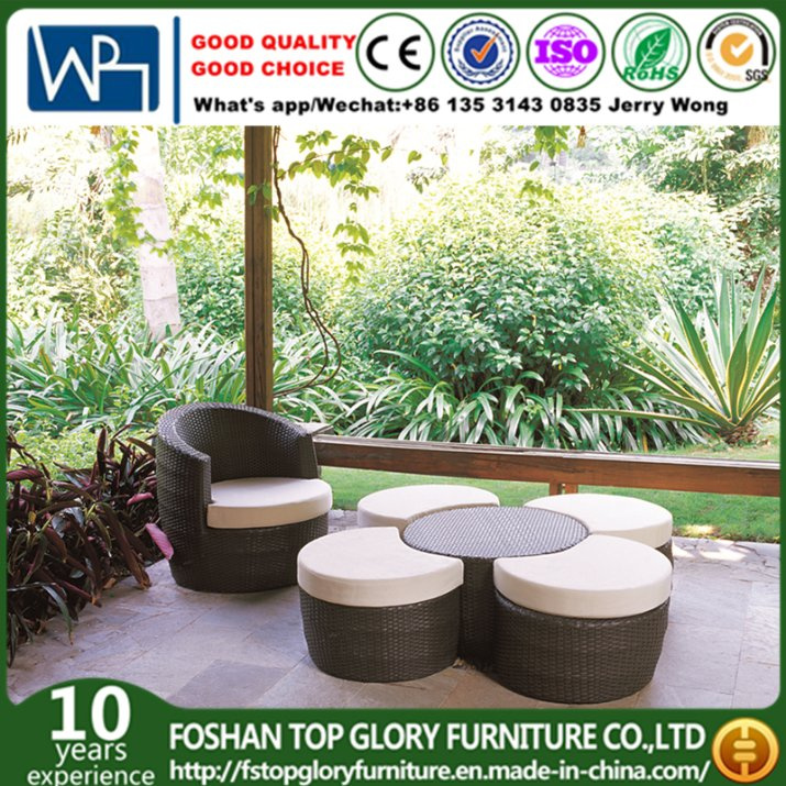 Leisure Furniture PE Rattan Furniture Round Sofa Round Ottoman (TG-JW20)