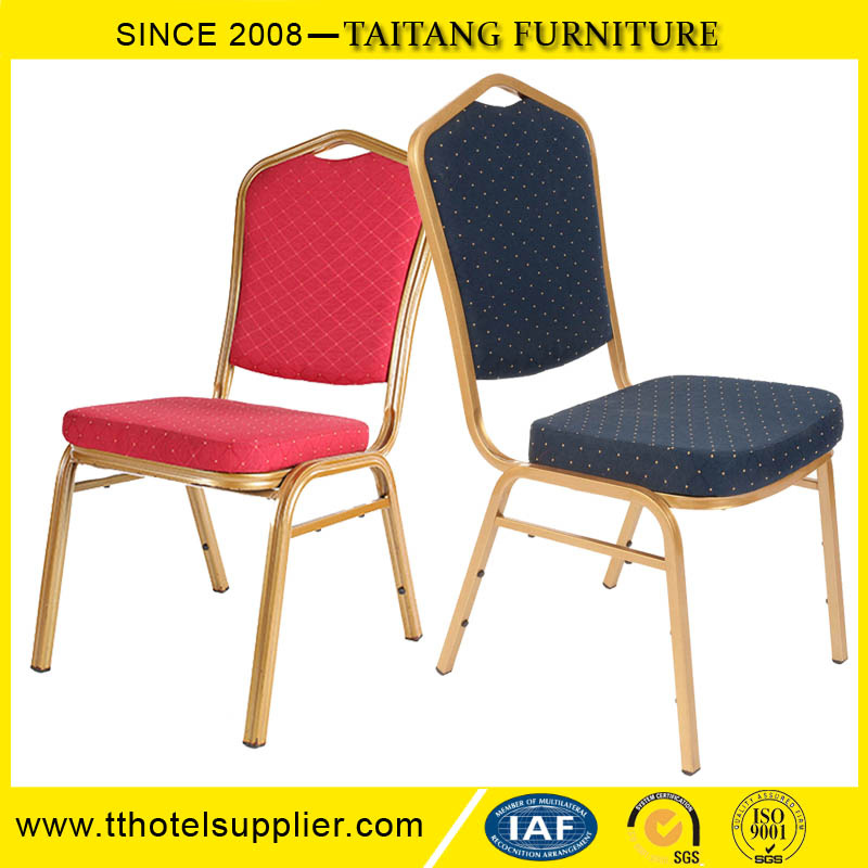 Crown Back Stacking Hotel Lobby Banquet Chair in Black Patterned Fabric