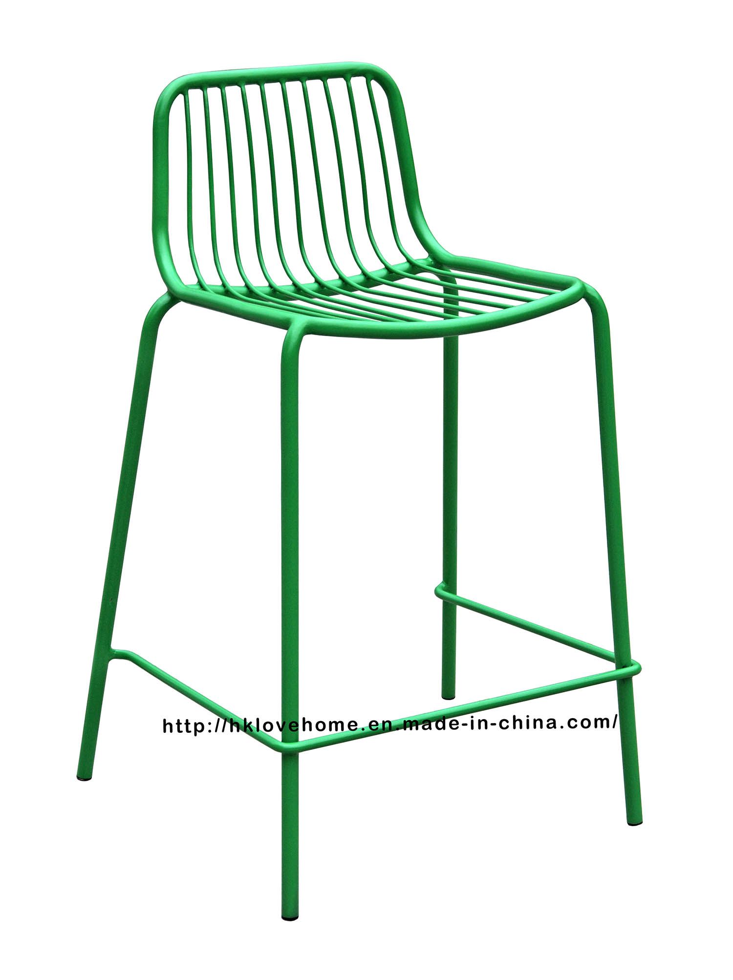Modern Metal Dining Stackable Side Bar Wire Chair