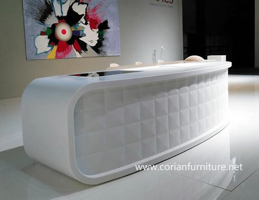 Curved Corian Made Salon Hotel Office Reception Desk