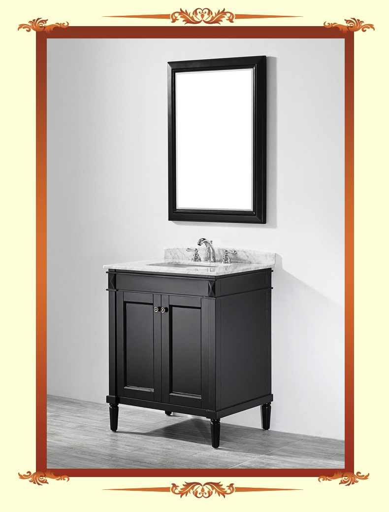 Hotel Floor Mounted Double Sink Solid Wood Bathroom Furniture