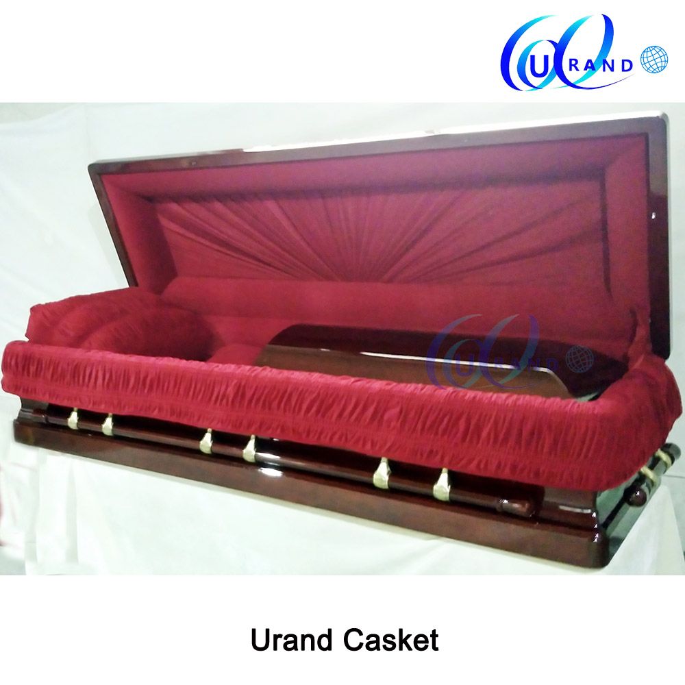 Dark Red Velvet Popular High Gloss Wholesale Casket and Coffin