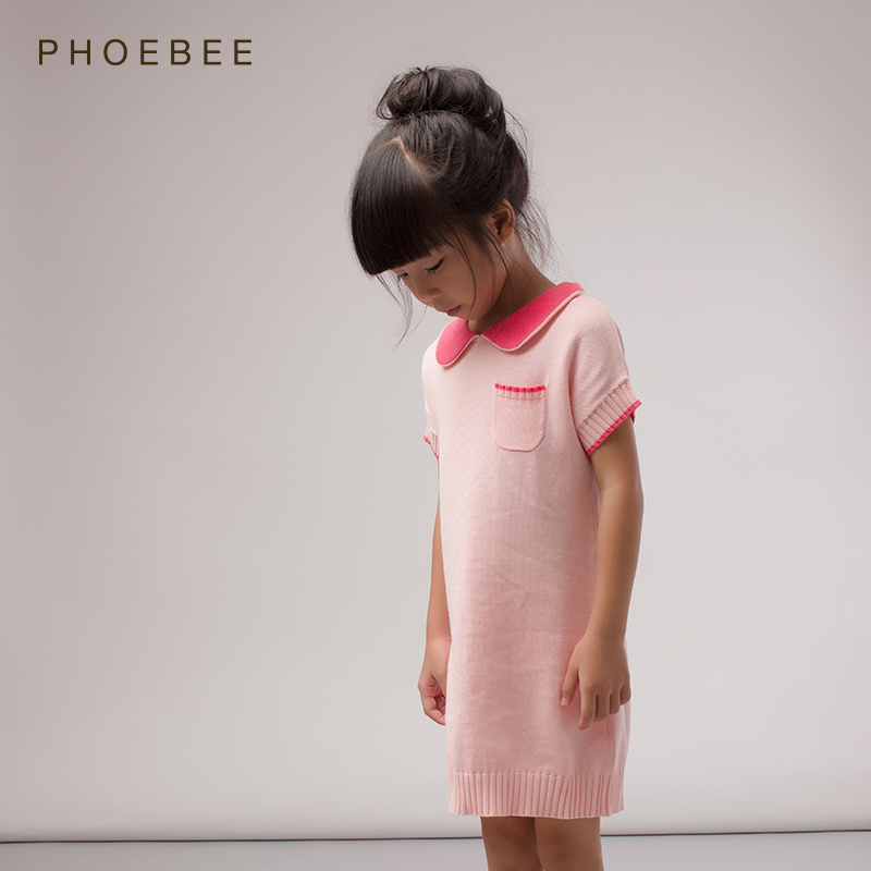 100% Cotton Knitted Short Sleeve Girl Dress