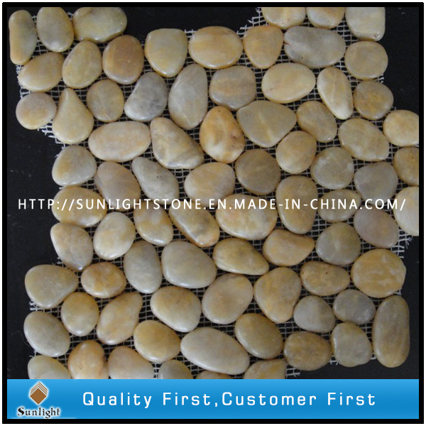 Natural Yellow Pebble Stone on Mesh