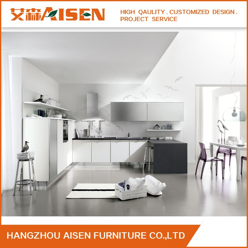 White PVC Laminated Kitchen Cabinet