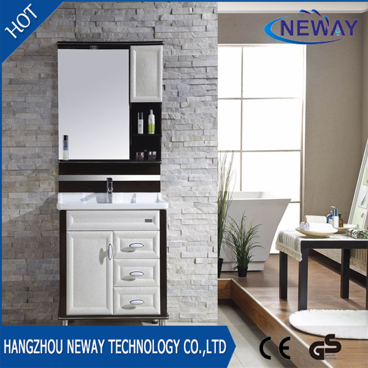 Wholesale Floor PVC Mirror Bathroom Sink Cabinets