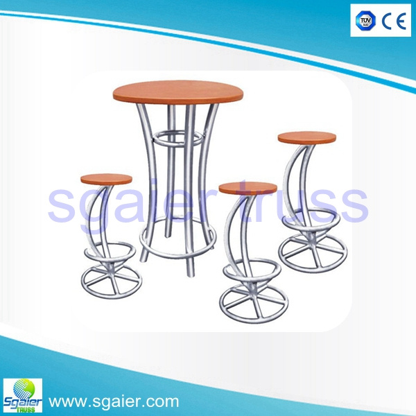 Aluminum Modern High Wood Top Round Bar Table