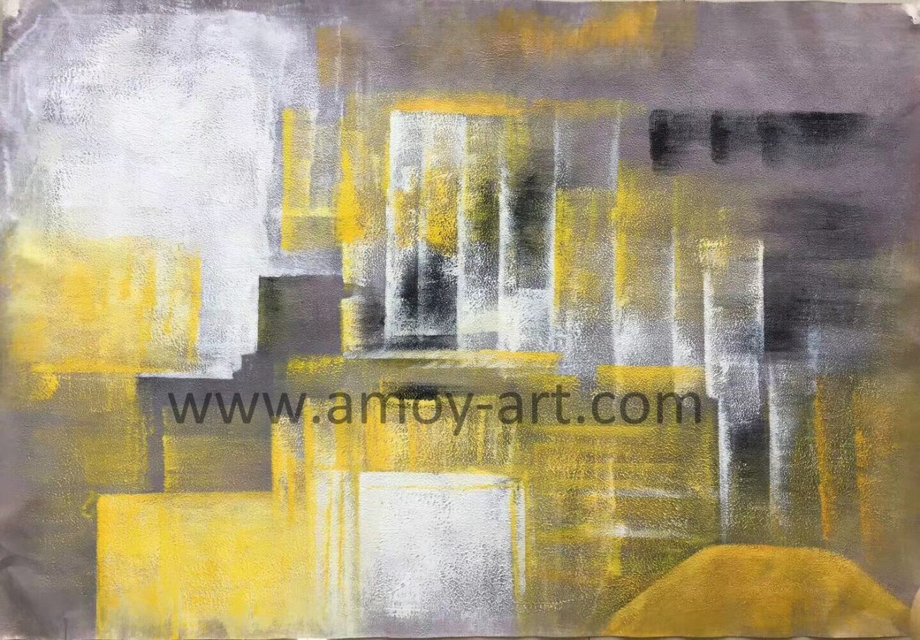 Multi-Functional Yellow Abstract Decorative Oil Paintings for Home Decor