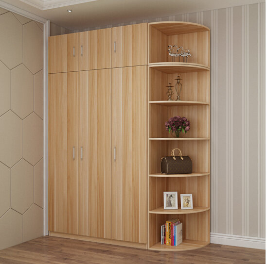 3 Door Woood Grain Wardrobe