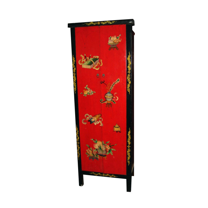 Antique Furniture Red Wooden Painted Cabinet Lwa349
