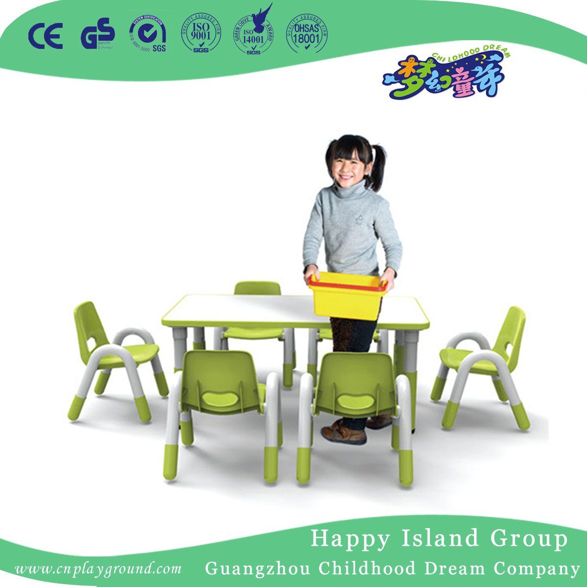 Kindergarten Luxury Kids Rectangle Table Desk for Sale (HG-4901)