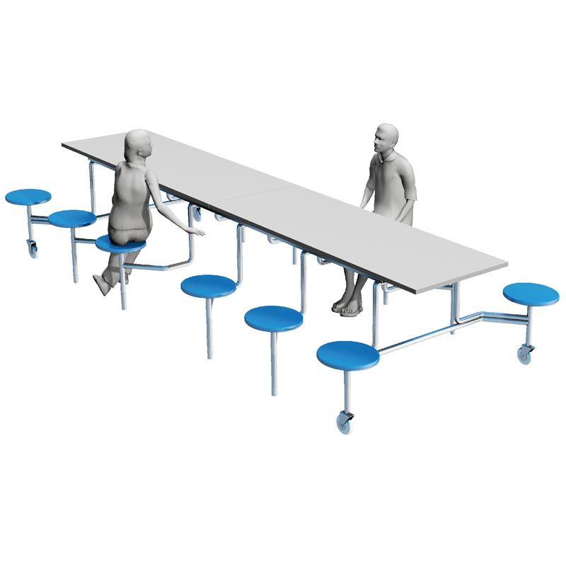 School Canteen Furniture Dining Table with 12 Seats