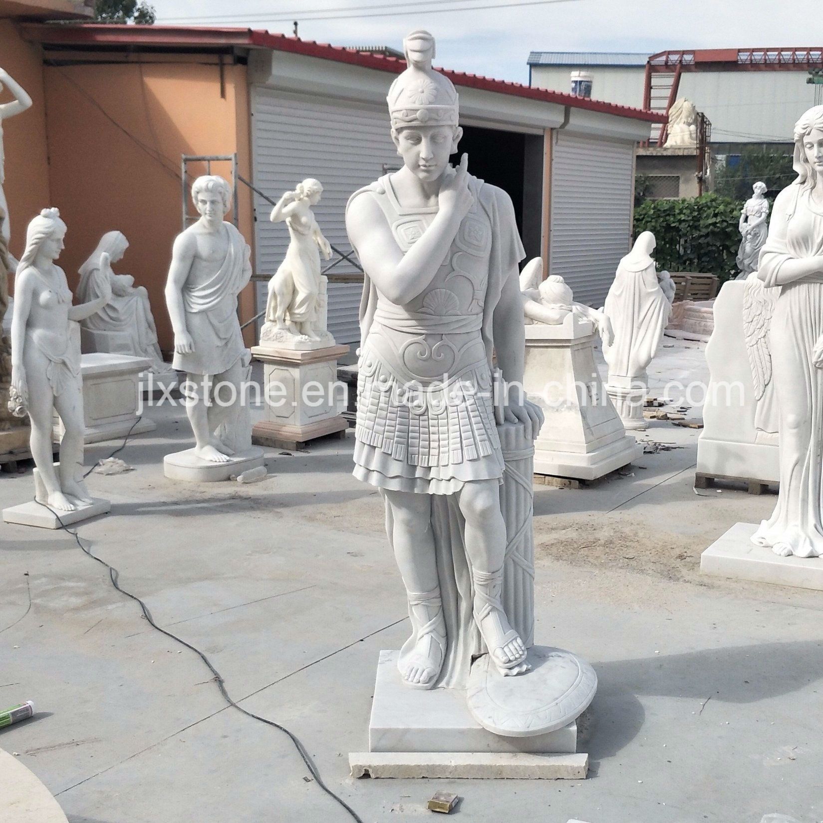 Outdoor Garden Decor Marble Warrior Statue