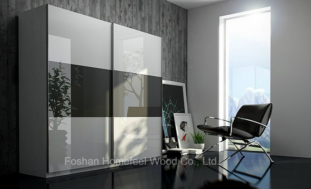 Modern Mirror Gloss Sliding Door Wardrobe Closet (HF-EY022)