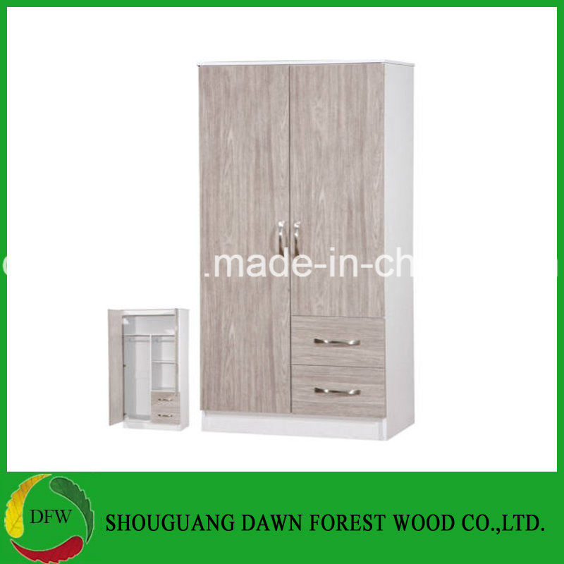 2 Door Wardrobe /2 Drawers Combi / Grey Oak High Gloss & Black Ash