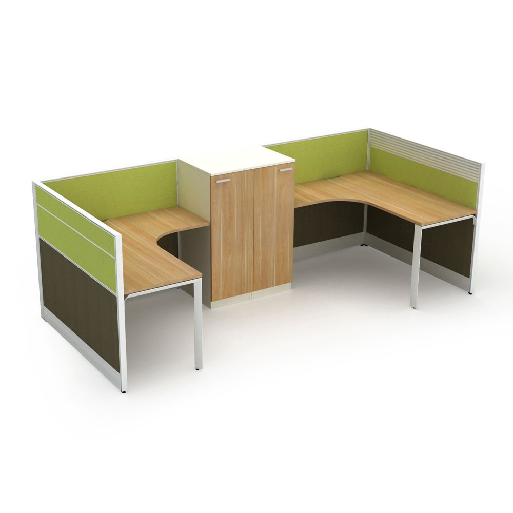 U Shape Modular Office Desk, Office Workstation with Wardrobe