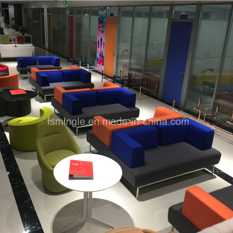 Fabric Cover Comfortable Leisure Public Sofa with High Back