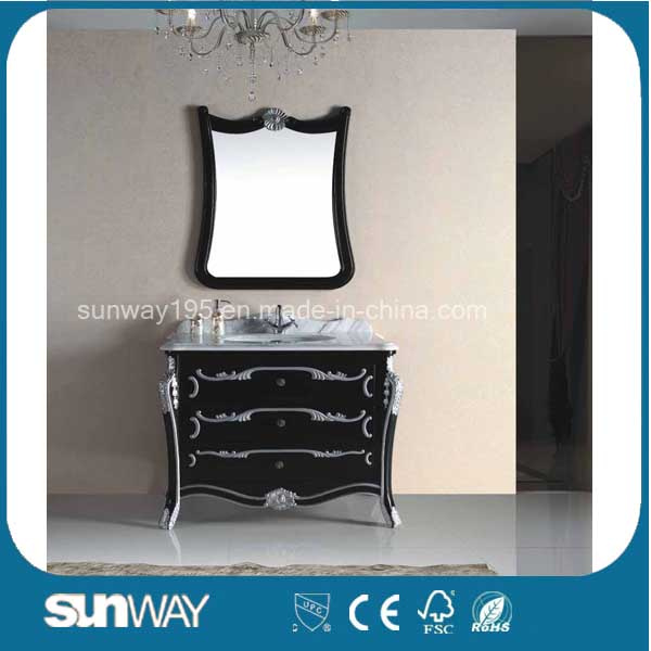 Europe Style Antique Bathroom Vanity with Marble Top (SW-8017B)