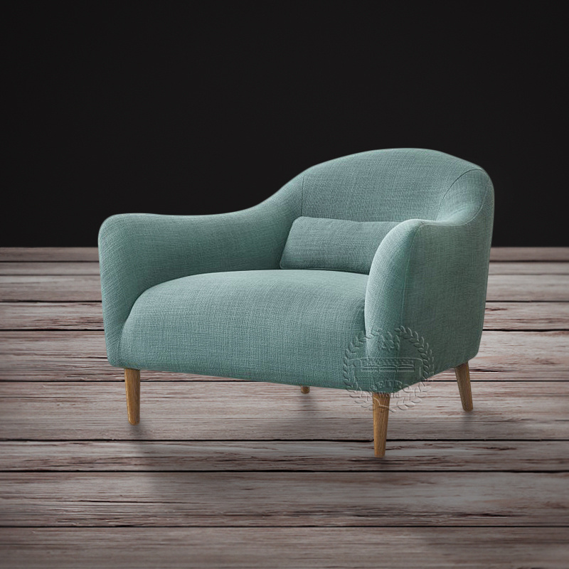 Light Grey Color Upholstered Living Room Design Wood Legs Chair