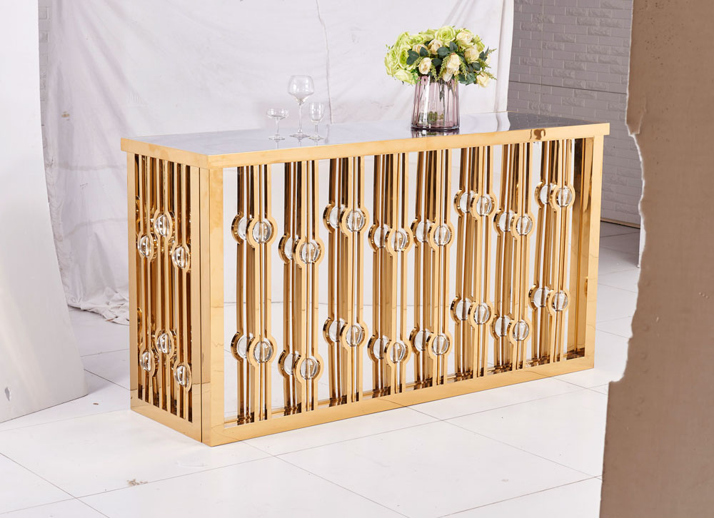 Wedding Golden Crystal Decoration High Dining Table Bar Table