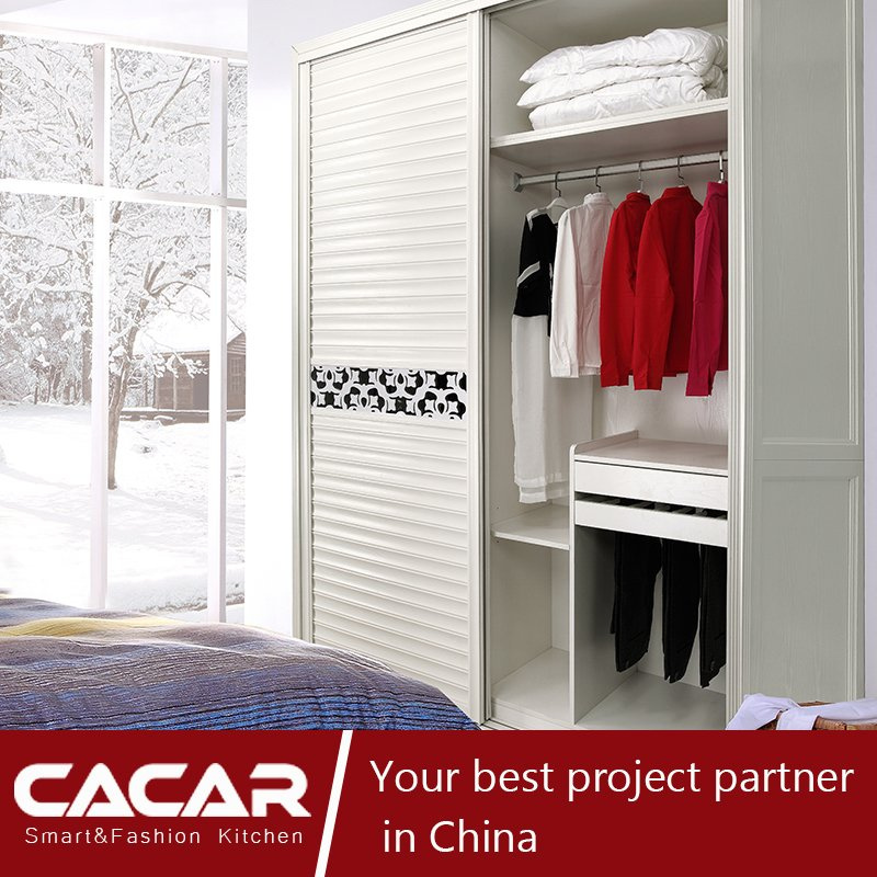 Bohemia Modern Bedroom Furniture White Wood Wardrobe with Mirror (CA01-01)